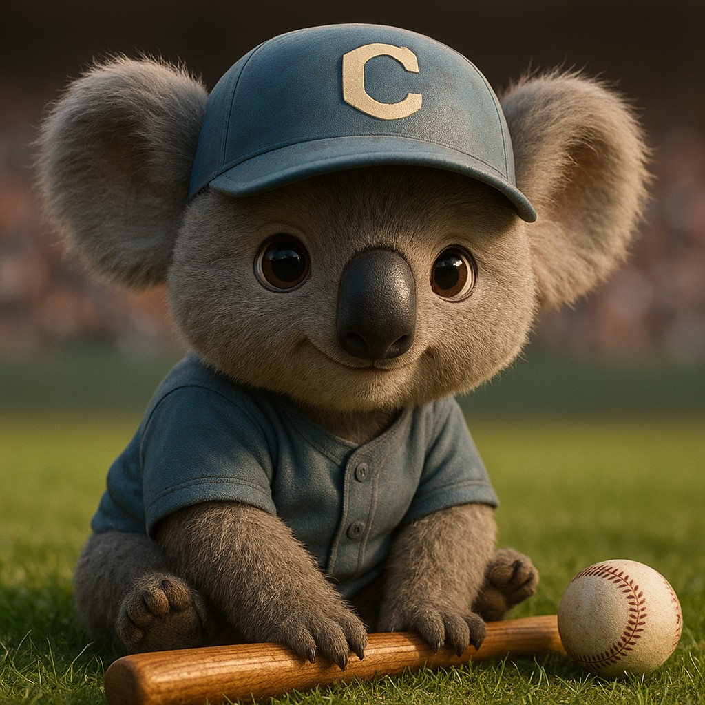A character on a stadium field, dressed in a cricket uniform and holding a bat, as depicted by tk444.